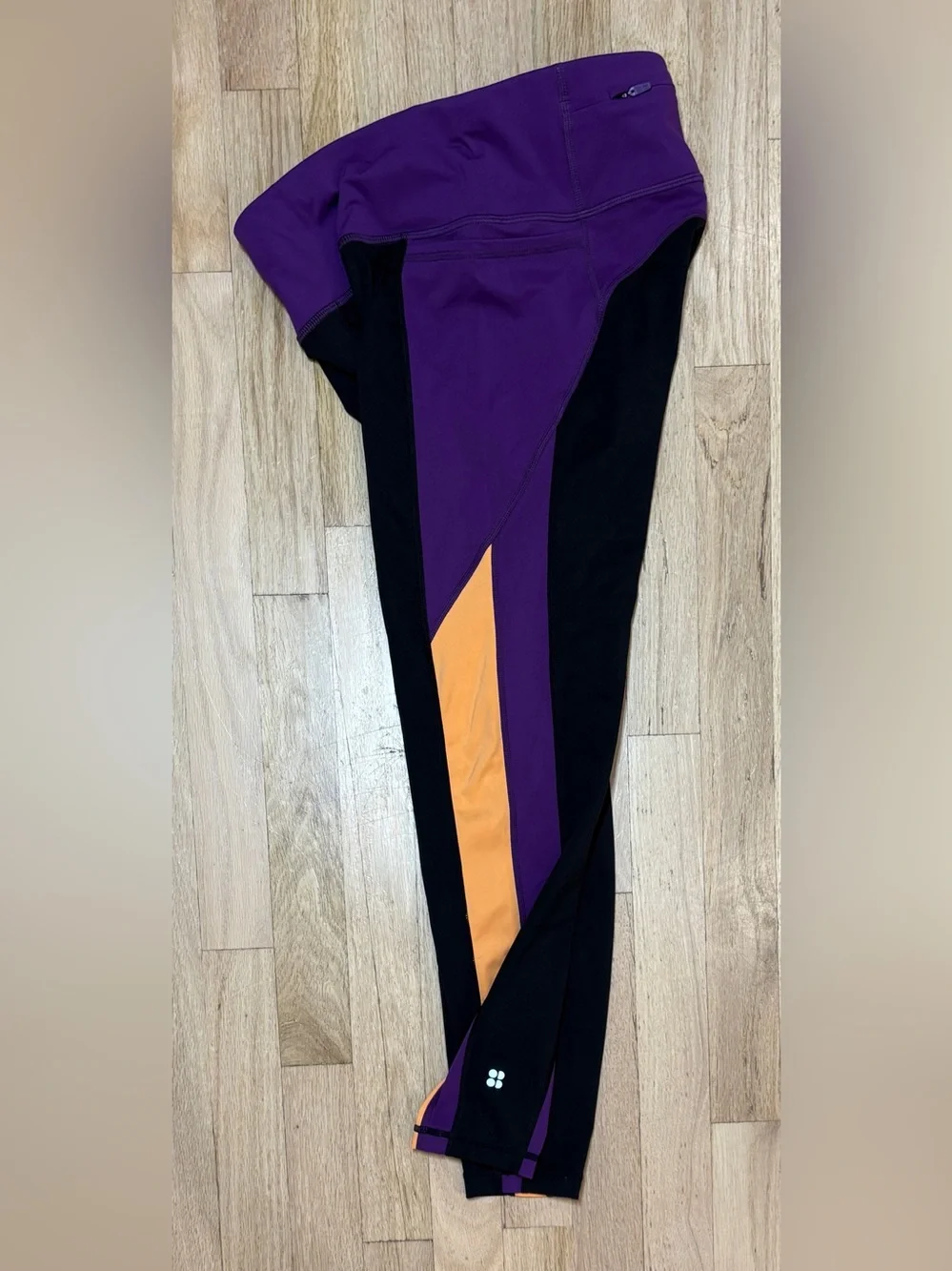 Sweaty Betty Power Colorblock 7/8 Workout Leggings Black Purple Orange Size 8